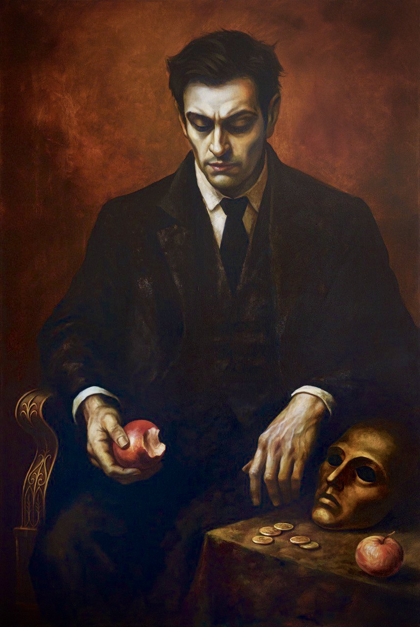 The pomegranate, the mask — oil on canvas, Evgeniy Lapchenko