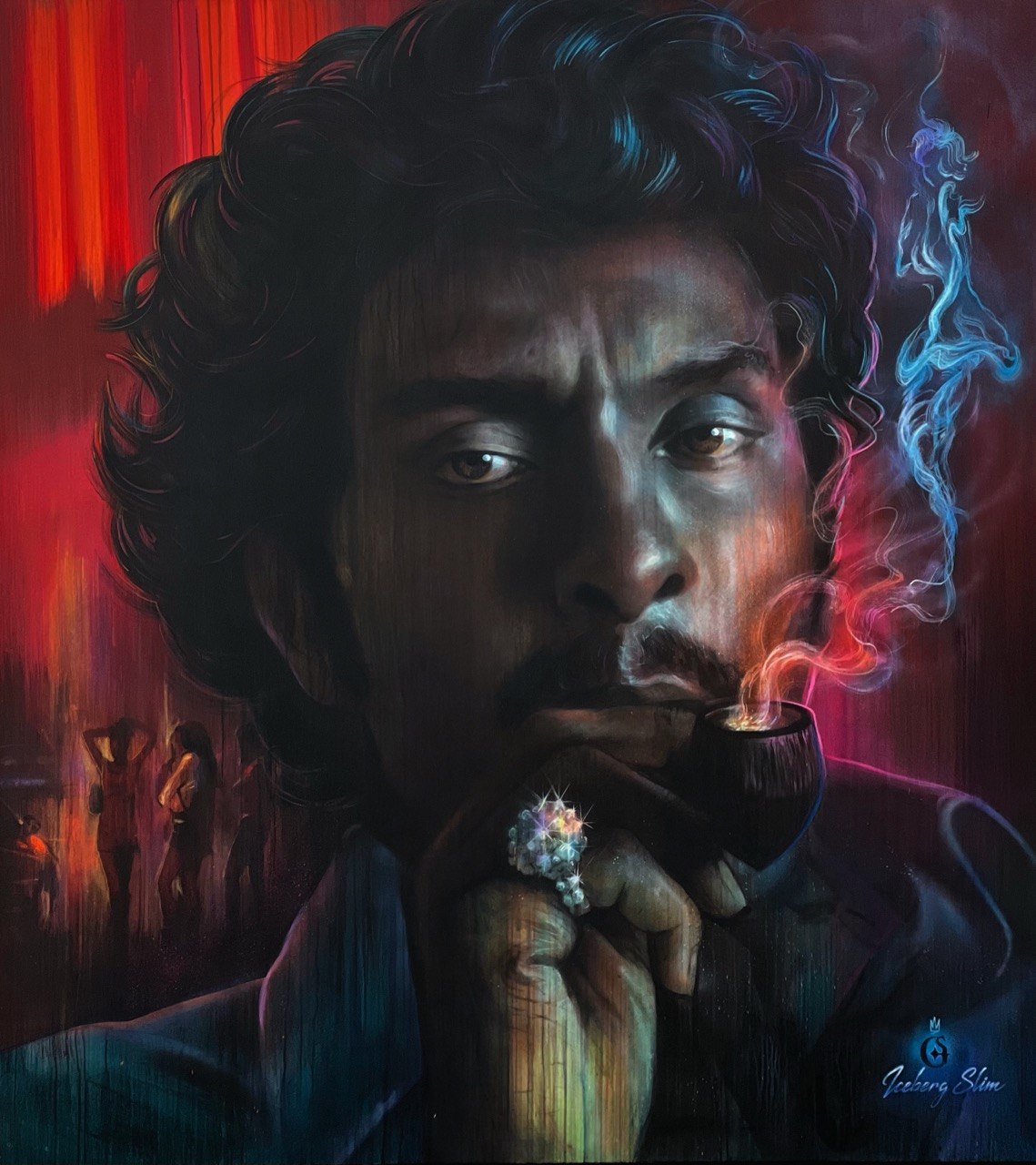 Iceberg Slim, pipe — Oil on canvas