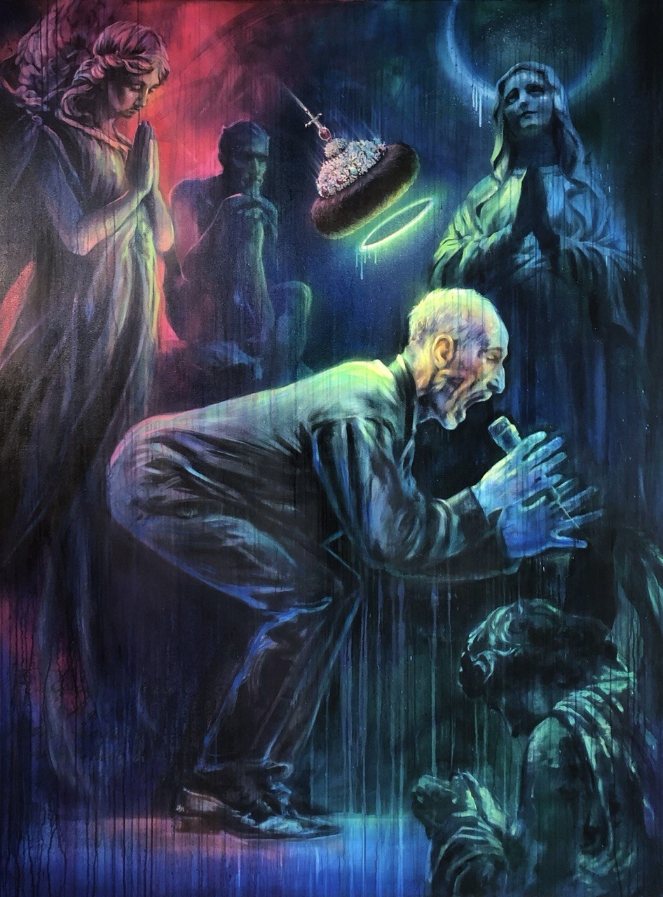 The kneeling man — Oil on canvas