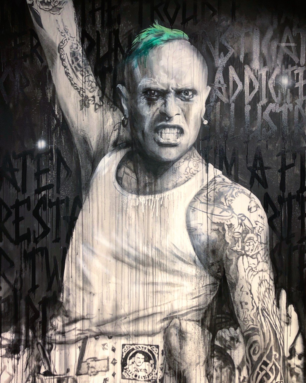 Firestarter, in ink — Ink and oil on canvas