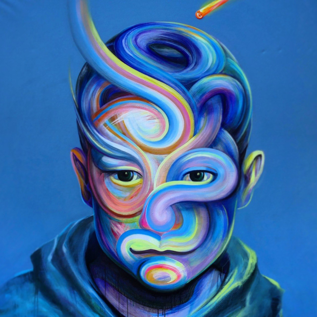 Mask, in blue — Oil on canvas