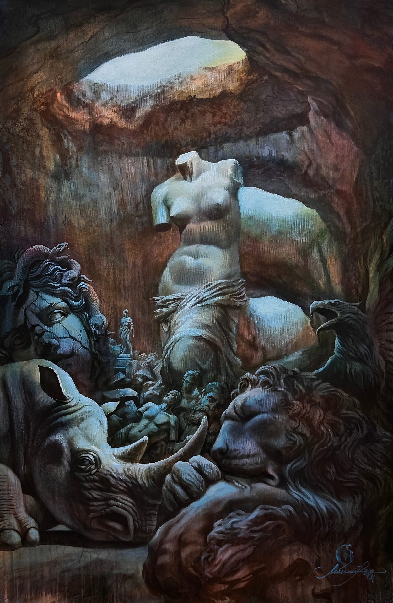 Cave of relics — oil on canvas, Evgeniy Lapchenko